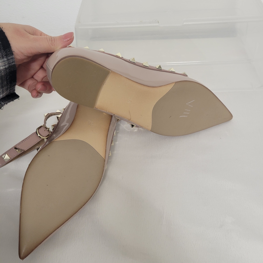 Camssoo Rock Studded Mauve Flats with Ankle Strap - Picture 9 of 11
